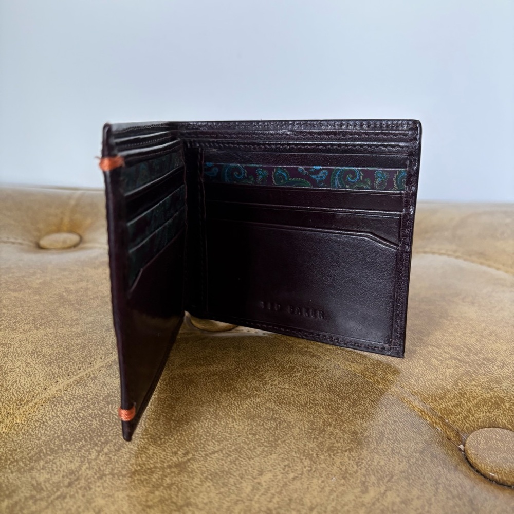 Ted Baker London Men's Leather Bifold Wallet - Brown Paisley Lining - Picture 10 of 12